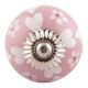 Pink Heart And Tiny Flower Ceramic Floral Cabinet Knobs